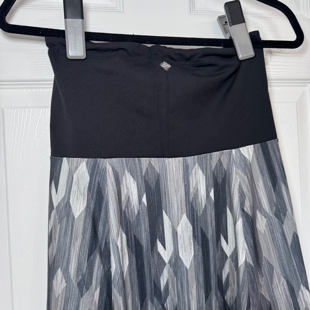 Prana Strapless Dress Women Grey Geometric Diamond Print Black Yoga Comfort M - Picture 7 of 9